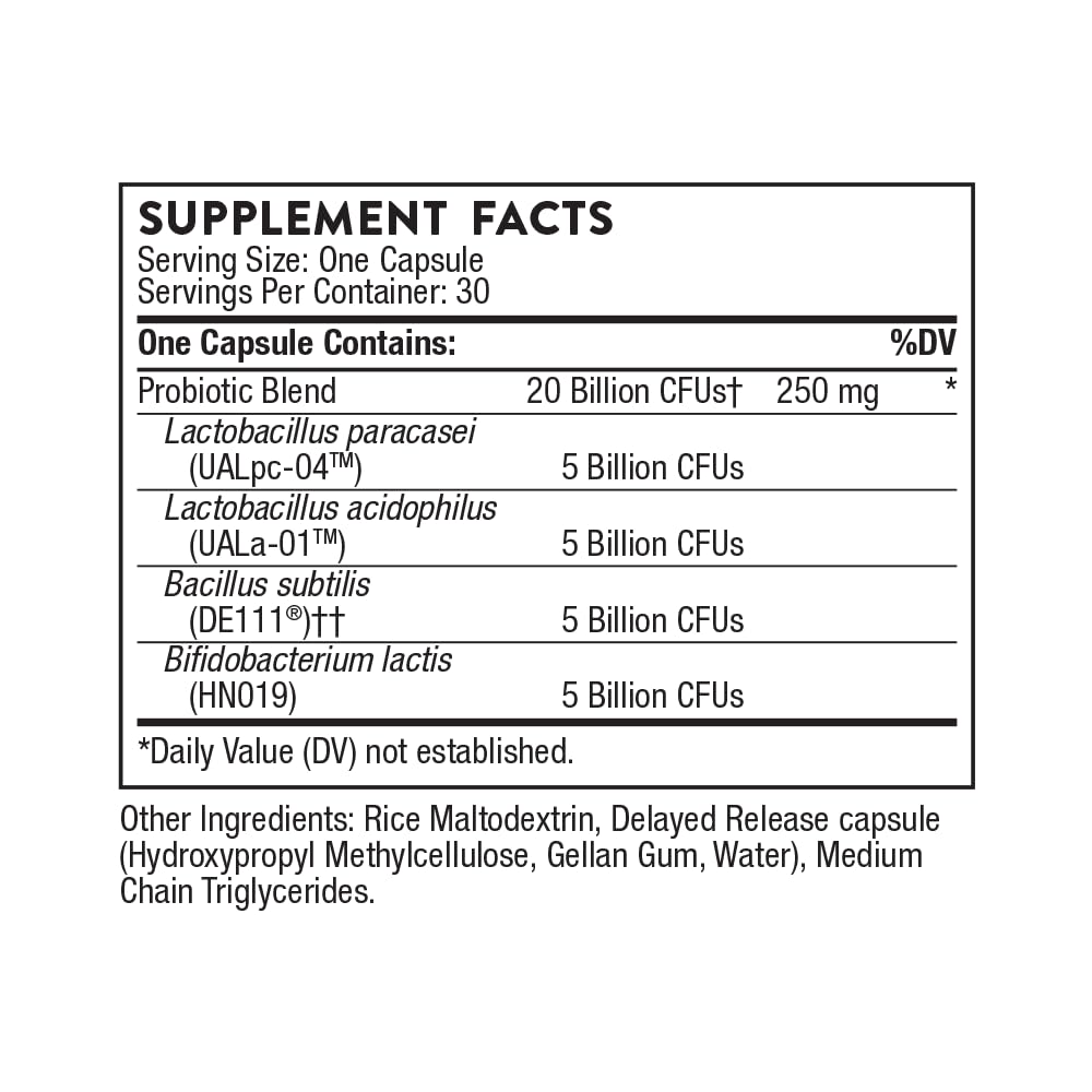 THORNE FloraSport 20B - Probiotic Supplement - Promotes Digestive Support, Gut Health, Immune Function and Occasional Diarrhea or Constipation - NSF Certified for Sport - 30 Capsules - 30 Servings