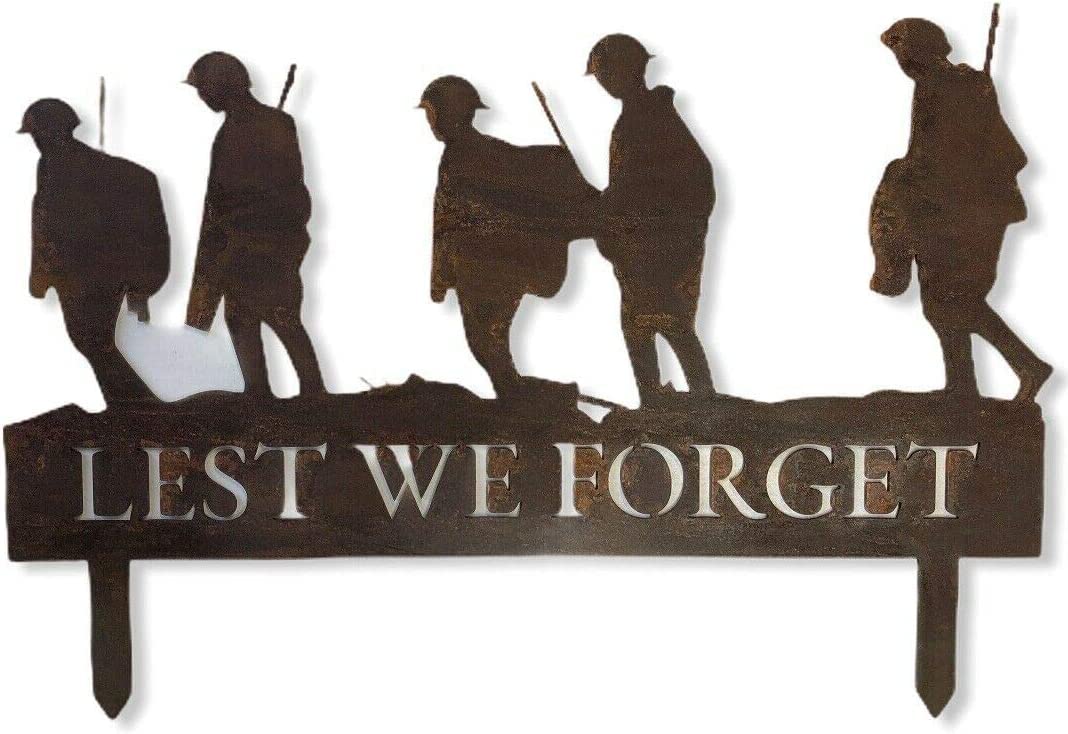 Rustic Warehouse Norfolk Limited Brown Lest We Forget Soldier Scene Garden Decoration Statue Remembrance Gift Feature Oranament Rustic Rusty Metal Gardening Present