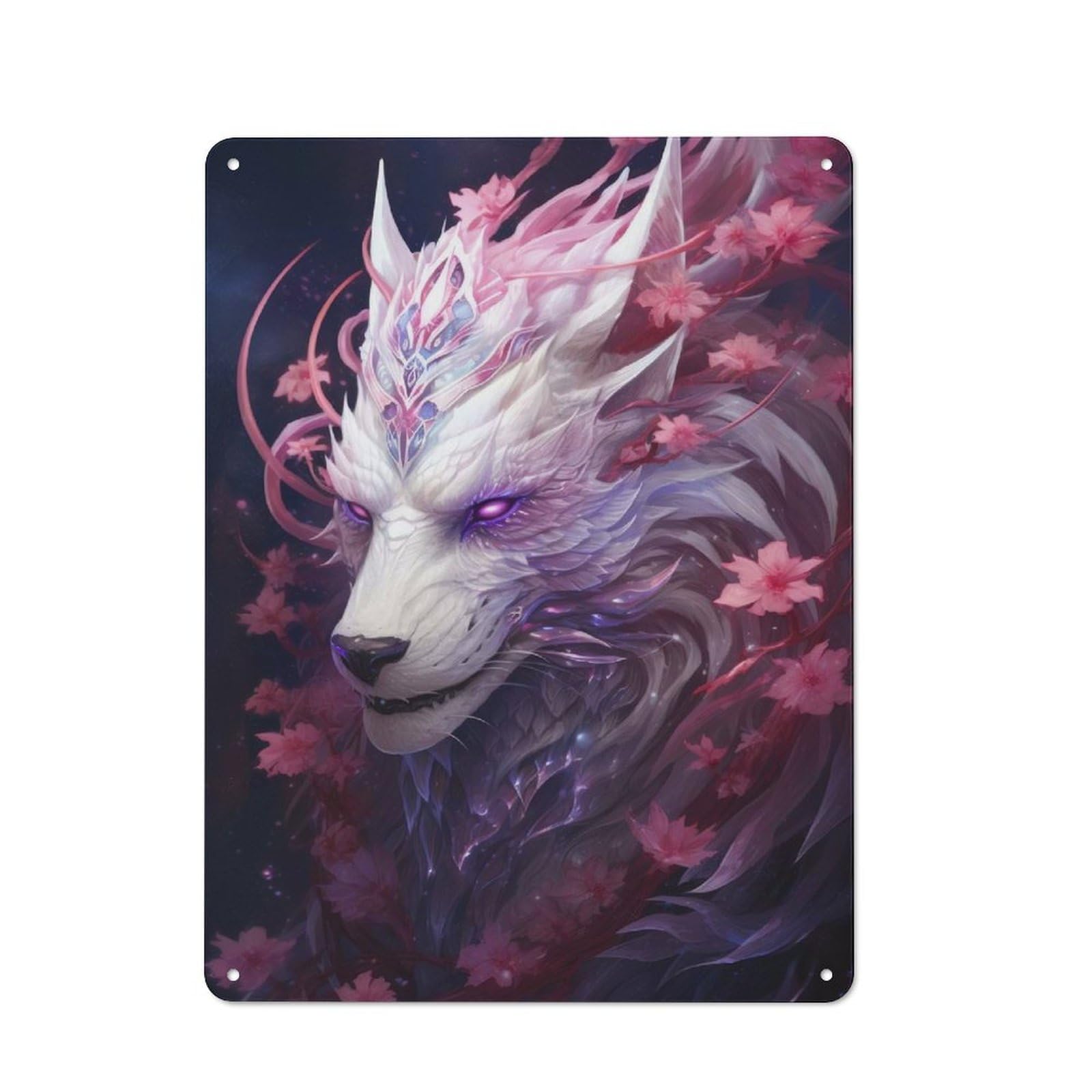 Junmoney Dragon Wolf Decorative Metal Plaque With Design 40X30cm, Casual Utility Space Decor For Patio Bar, Workshop, Shed Or Kitchen