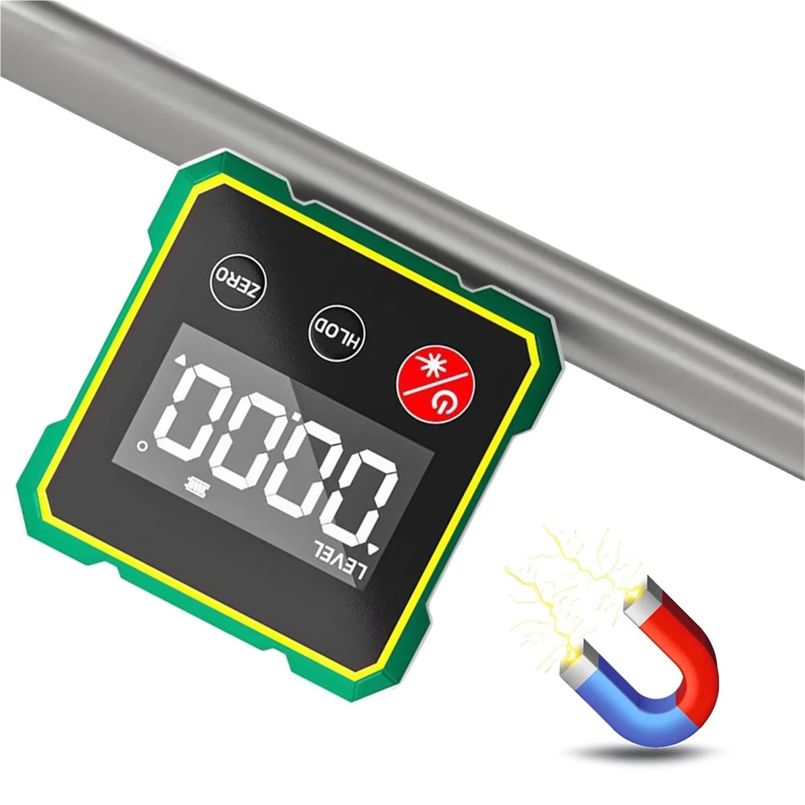 Medida de Distancia láser, Transportador Digital Láser, Inclinómetro, Medidor De Ángulo Nivel, Goniómetro Recargable por USB, Caja LCD Retroiluminada, Buscador Magnético