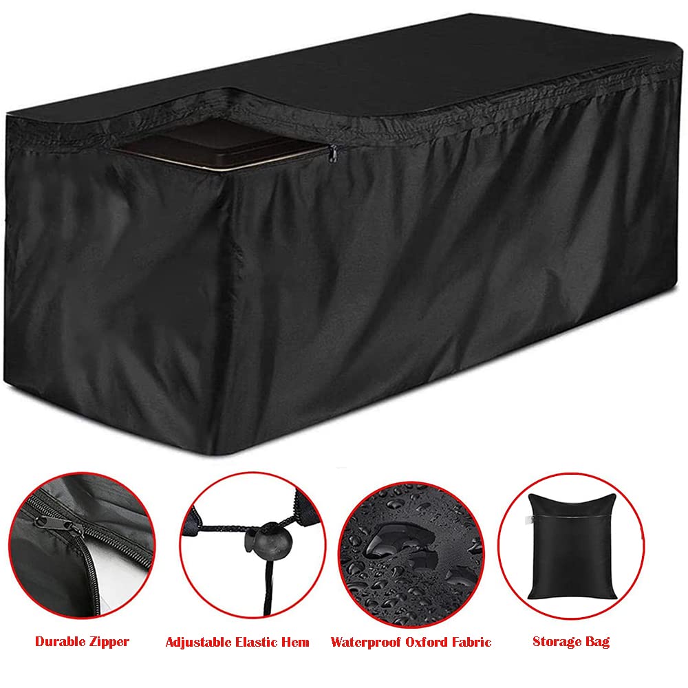 Housse de coffre de terrasse robuste en imperméable pour banc d'extérieur Housse de protection pour meubles de jardin, table ottoman, housse anti-poussière (Taille S : 122 x 61 x 55,9 cm, noir)