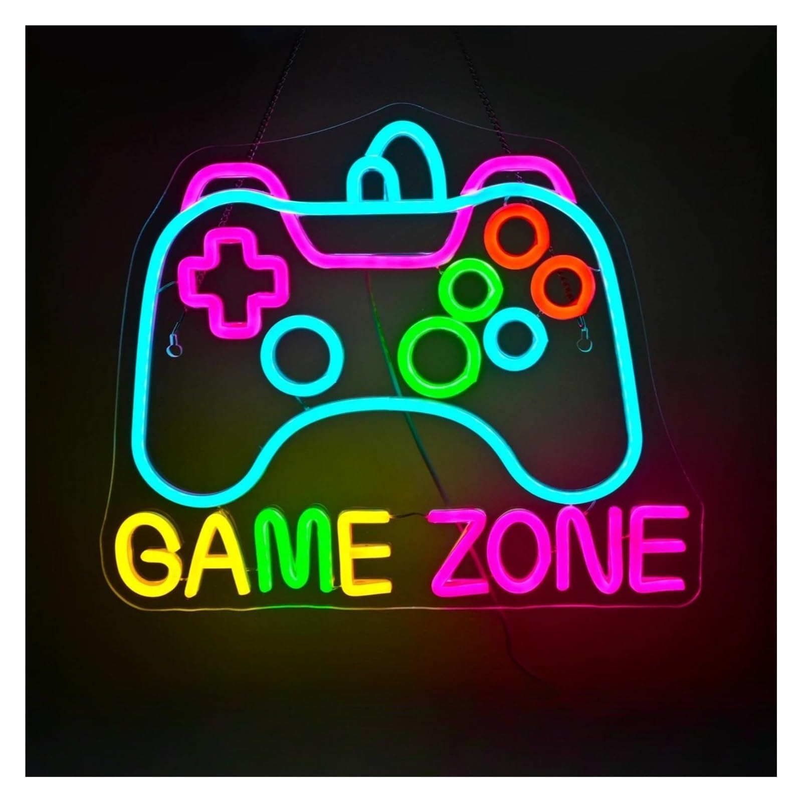 LEMST Sign Lamp Adjustable Brightness Game Zone Neon Sign USB Powered Gamepad Neon Lights for Party Gaming Club Decor Glow Sign 32cmx39cm