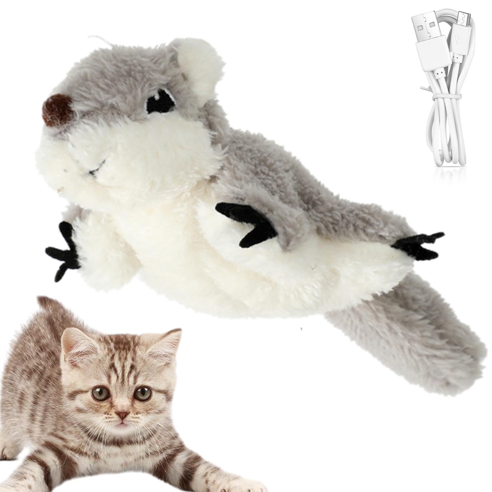 Simulatie vogel interactief kattenspeelgoed Handsfree realistisch vliegend vogelspeelgoed voor verveling van binnenkatten
