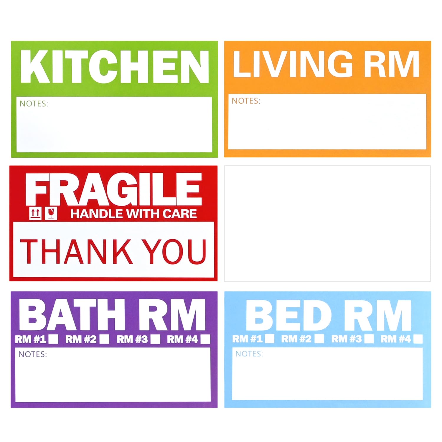 Home Moving Labels, 300 etichette per traslochi codificate a colori per scatole, adesivi grandi da 8,9 x 5,1 cm con aree scrivibili, include fragili e vuote, rimovibili