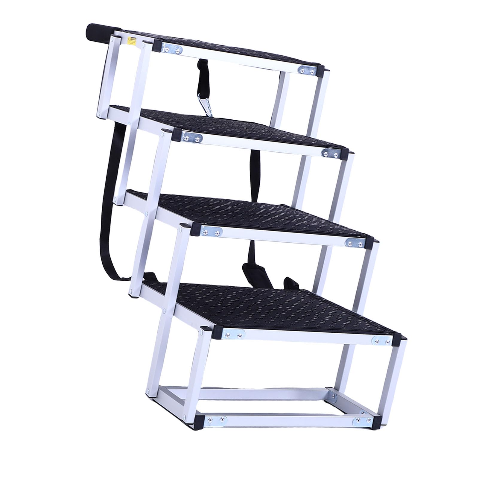 Generic Schody do Samochodu dla Psa, Antypoślizgowa Składana Rampa dla Psa ze Stopu Aluminium Dużych Psów, Przenośne 4-stopniowe Schody Zwierząt do Samochodów SUV Truck Łóżko Wysokie łóżka, Idealne na