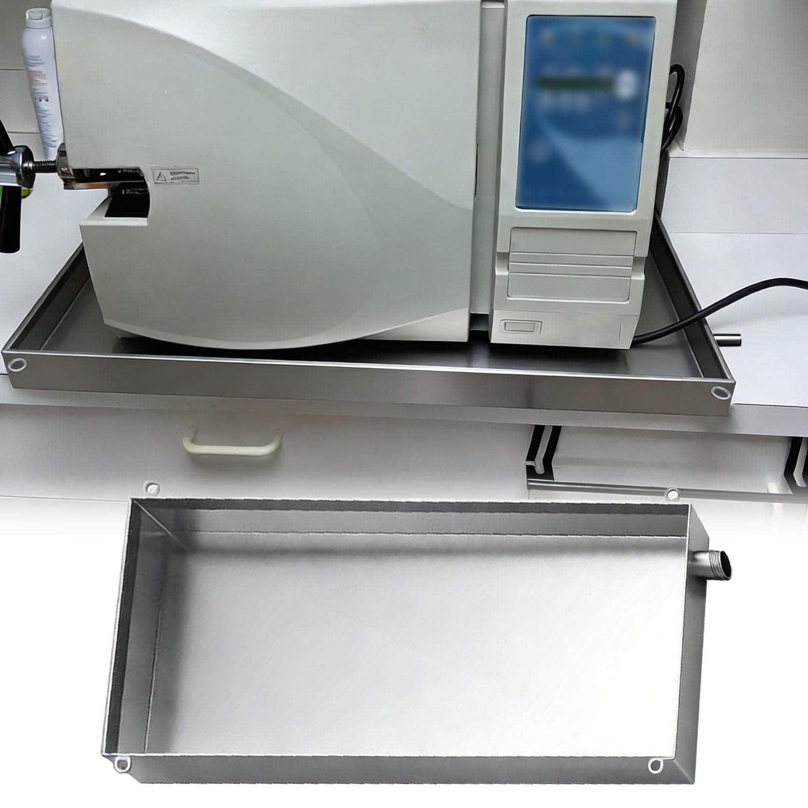 Uniwersalna miska odpływowa ze stali nierdzewnej do lodówek i AC610 cm zawiera zestaw odpływowy 40 x 35 cm dla optymalnego zarządzania kondensatem i kontroli wody