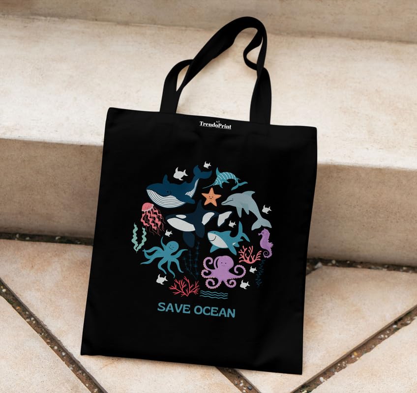Image of TrendoPrint Reusable Shopping Bag Canvas Tote Bag for Grocery, College, Office & Shoulder Handbag Travel Bag for Men and Women (14x16 inches)