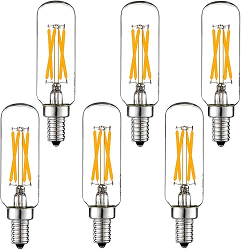 LiteHistory - Bombilla LED T6 regulable (40 W, 2700 K, 400 lm, 4 W, e12 Edison, 6 unidades), transparente, candelabro