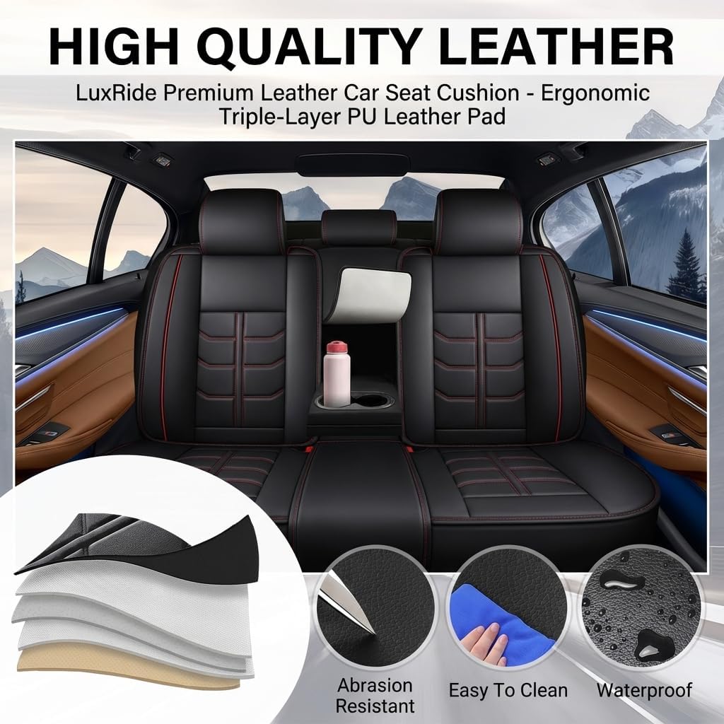 URINOVET for Toyota RAV4 2009-2015，2021.2023 Car Seat Cover, 5-Seater Front Rear Seat Cover, Waterproof and Wear Resistant Leather Seat Covers(Full Set,Beige)