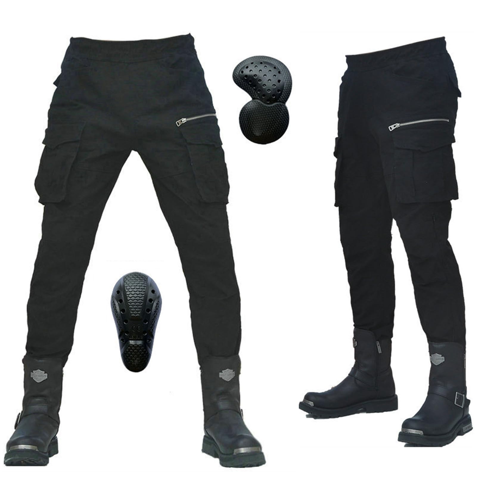 Jeans da Moto da Uomini Pantaloni da Motociclista in Denim Impermeabili Protezione Impermeabile Pantaloni da Moto da Ciclismo Jeans da Motociclista Elasticizzati con 4 Protezioni