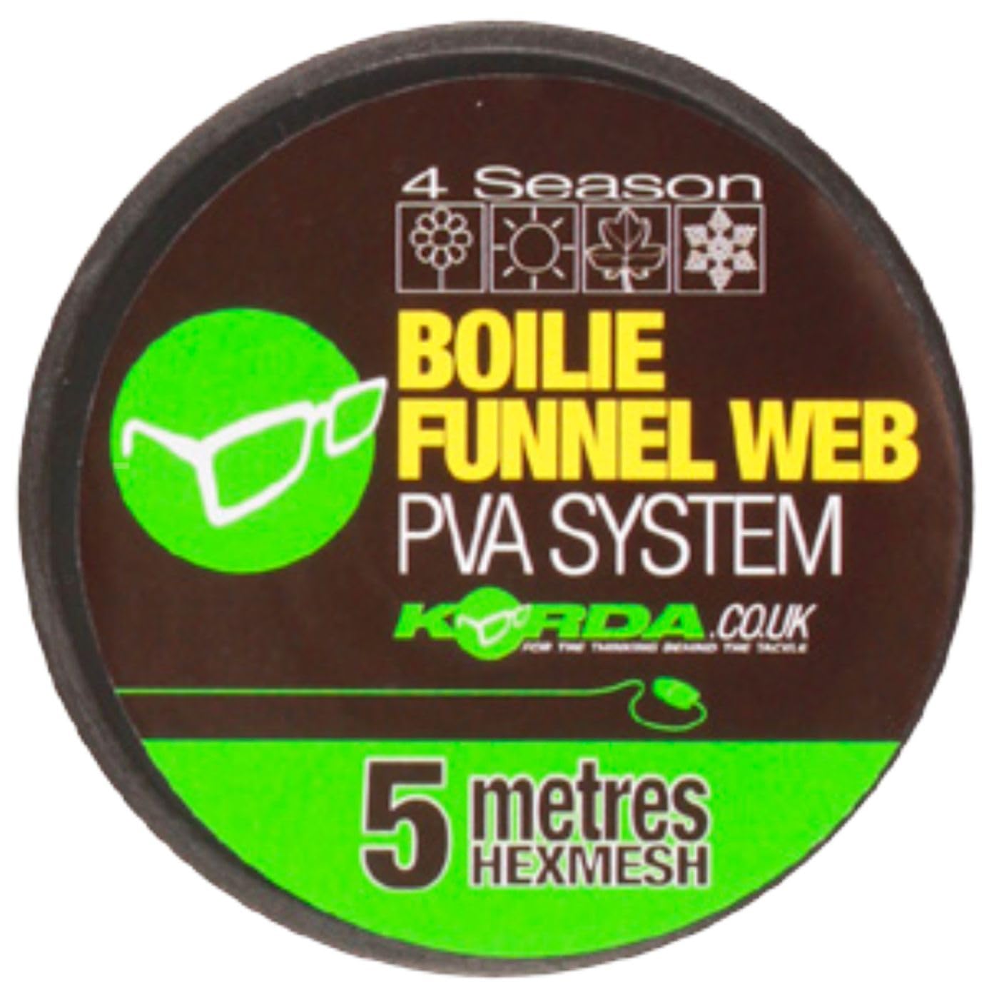 Korda Boilie Funnel Web HEXMESH Refill 5m, 5m Length, Mesh Material, Economical Refills for Efficient Baiting, Available in Hexmesh and Micromesh Variants