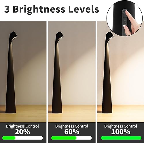 Miniatura 3 de Lámpara de mesa LED portátil inalámbrica, batería recargable incorporada, 5000 mAh, lámpara de lectura de escritorio pequeña regulable con brillo de