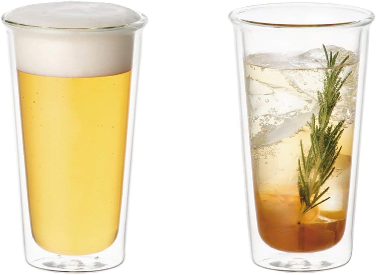 Set of 2 Double Walled Beer Glasses - Kinto Cast - 340 ml (11.5 fl. oz.) (Japan Import)