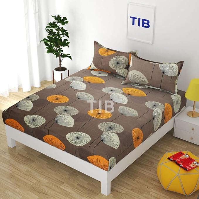 TIB Glace Cotton King Size Bedsheet with 2 Pillow Covers,Bedsheet for Double Bed,90X100 Inches| 140 GSM, Flower Brown Pack of 3 (B0CXDX1FCG) Amazon Price History, Amazon Price Tracker