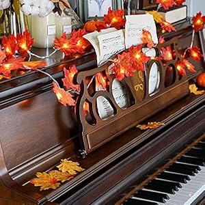 Jamber fall maple leaf garland 20 led maple leaves fairy lights 74 feet fall garland lights waterproof maple leaf string lights 3aa battery powered lighted garland for thanksgiving halloween decor  urban country home decor