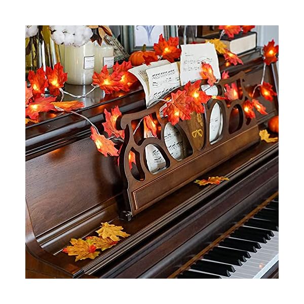 Jamber fall maple leaf garland 20 led maple leaves fairy lights 74 feet fall garland lights waterproof maple leaf string lights 3aa battery powered lighted garland for thanksgiving halloween decor  urban country home decor
