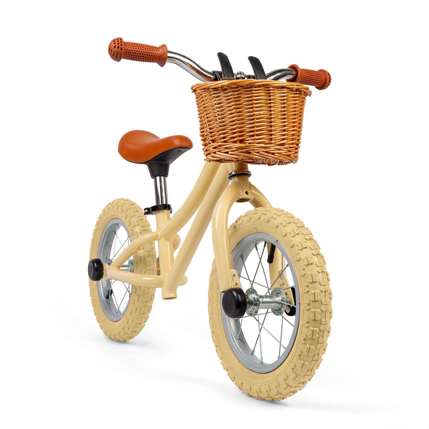Bigjigs Toys Vélo d'équilibre Couleur crème avec Panier - Vélo sans pédales pour Tout-Petits