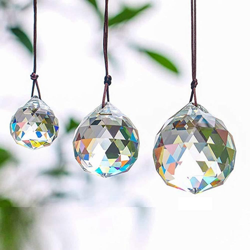 Faceted Crystal Ball Chandelier&Clear Jewelry Crystals Pendants Prisms Rainbow Ceiling Lamp Lighting Hanging Drop Pendants Home,Office Wedding Decor (20/30/40mm)