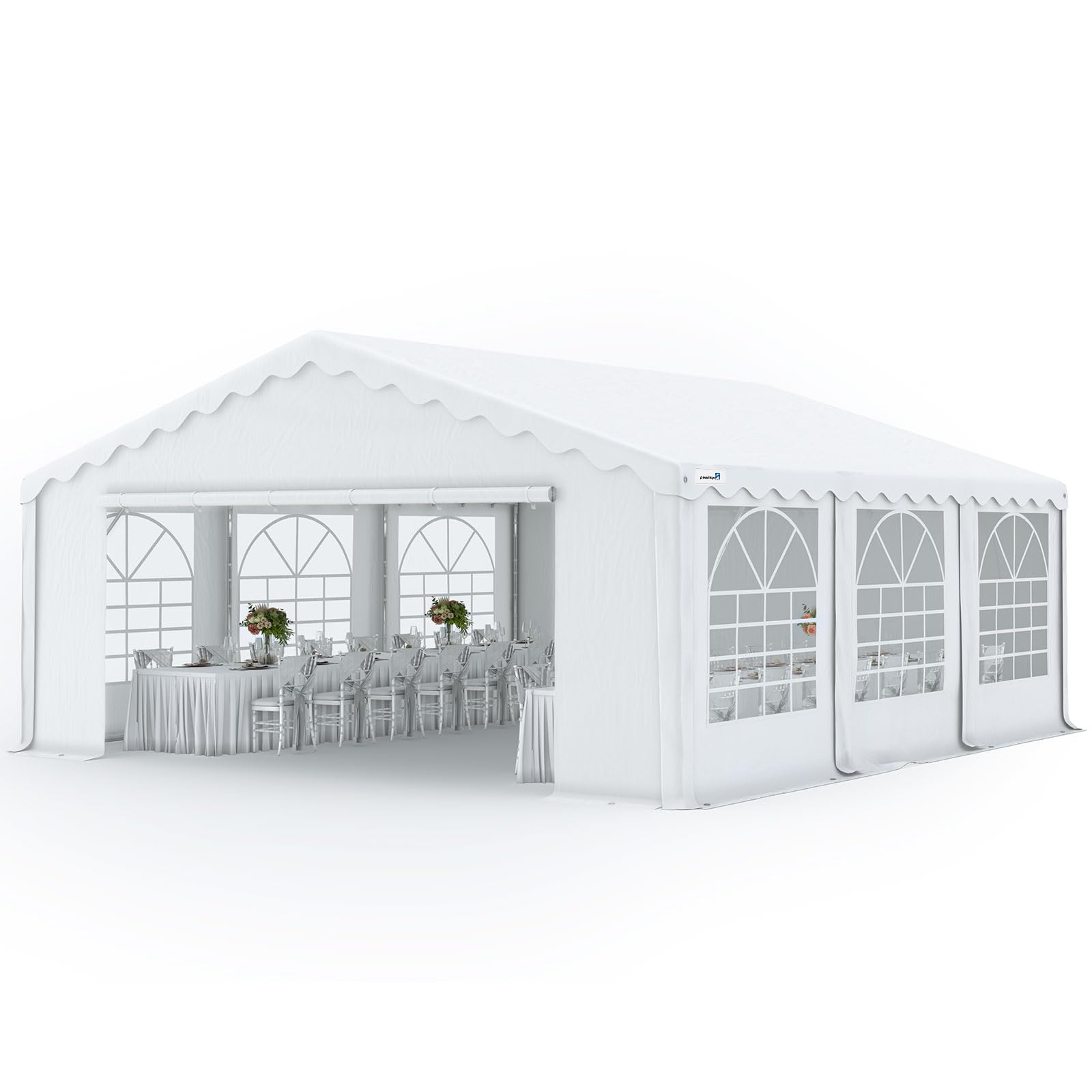 PEAKTOP OUTDOOR 20'X20' Heavy Duty Party Tent Upgraded Galvanized Wedding Tent Outdoor Gazebo Event Shelter Carport Canopy Tent with Carry Bags&Reinforced Frame