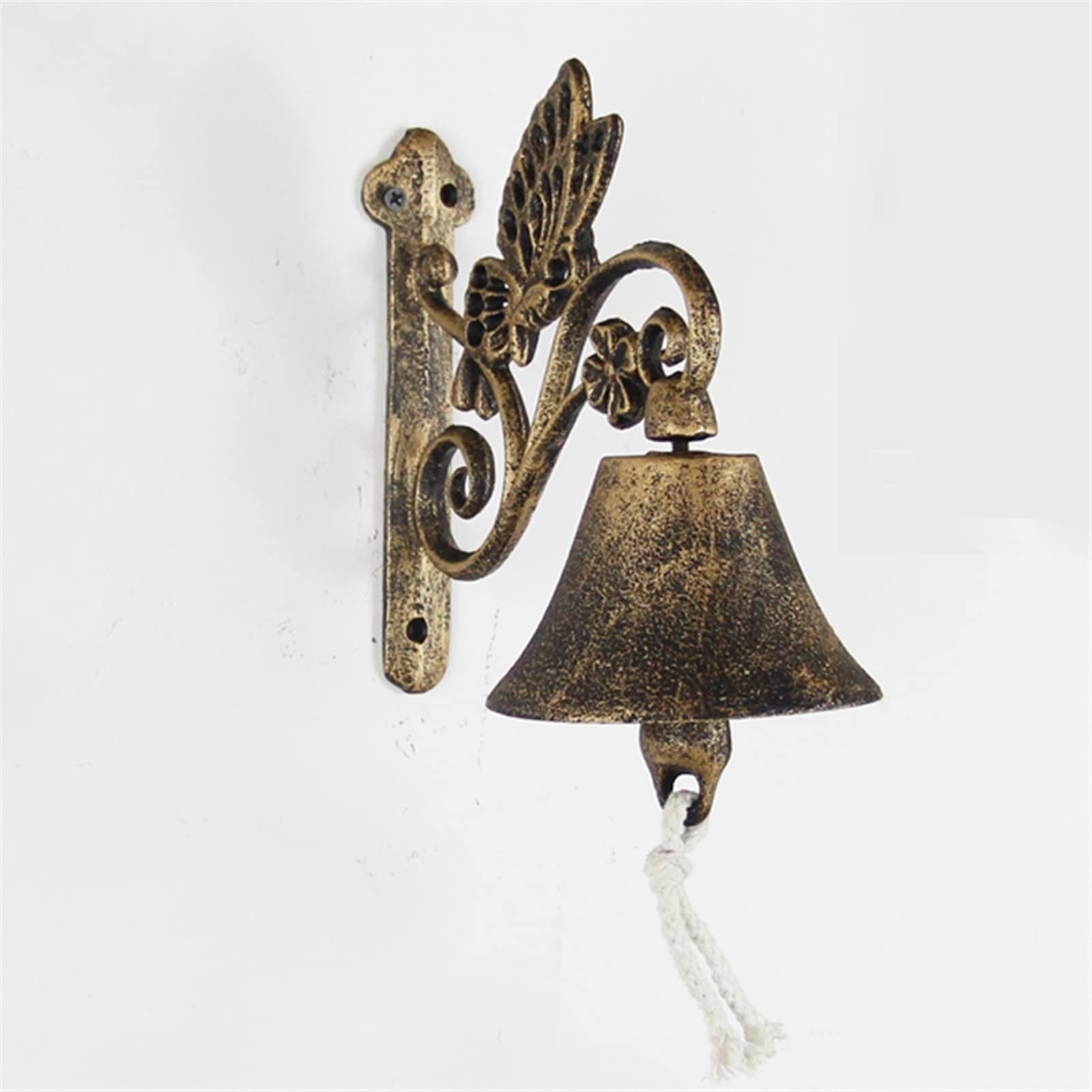 doorbell, Wall Hanging Doorbell Antique Rustic Butterfly Cast Iron Bell Vintage Green Black Gold(A)