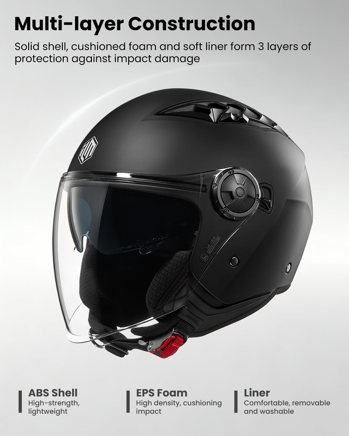 ILM Casco Moto Abierto 3/4 con Doble Visera Hombre Mujer Jet Vintage Retro para Adultos ECE22.06 Homologado Modelo HS399