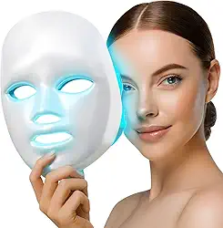 Máscara LED Facial 7 Cores, Fototerapia Profissional, Recarregável USB, Sem Fio, 90 LEDs, Temporizador Automático 10-15 min, Tratamento Anti-idade, Acne e Rejuvenescimento