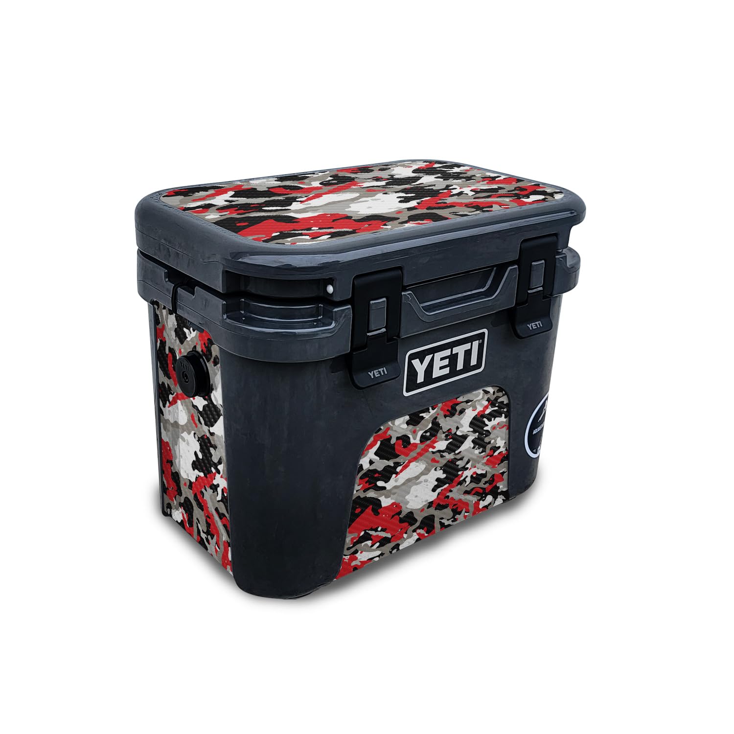 Carbon Fiber Skin Compatible with Yeti Roadie 15 Hard Cooler - Red Camo - Premium 3M Vinyl Protective Wrap Decal Cover - Easy to Apply | Crafted in The USA by MightySkins