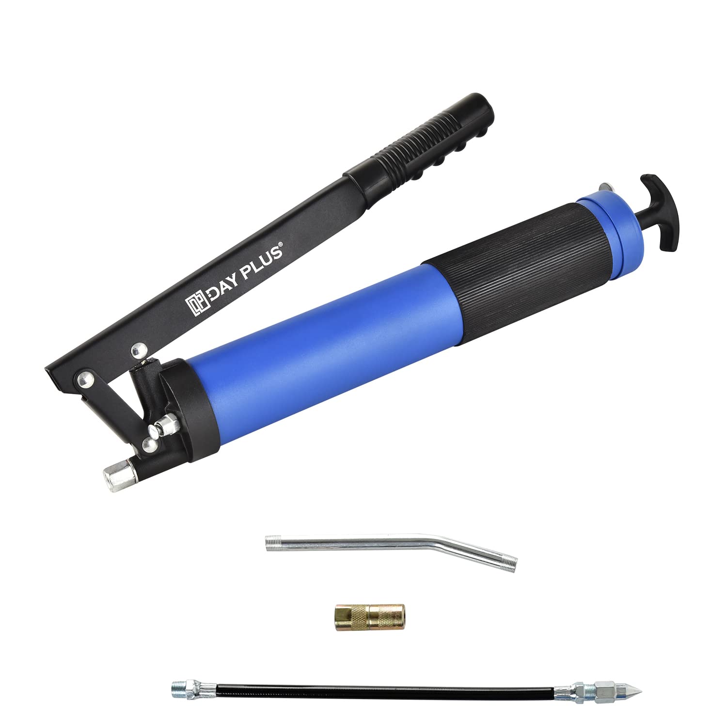 10000PSI Pistol Grip Grease Gun One Hand Operation Compatible with 600cc Cartridge or Loose Grease