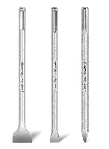 Monkey King Bar SDS Max Bits - Juego de cinceles de 16 pulgadas, 3 brocas de mampostería para todos los taladros de martillo de marca, punta, escala