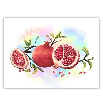 Amazon.co.jp: ざくろの絵 開運 子宝 絵画 キャンバスアート