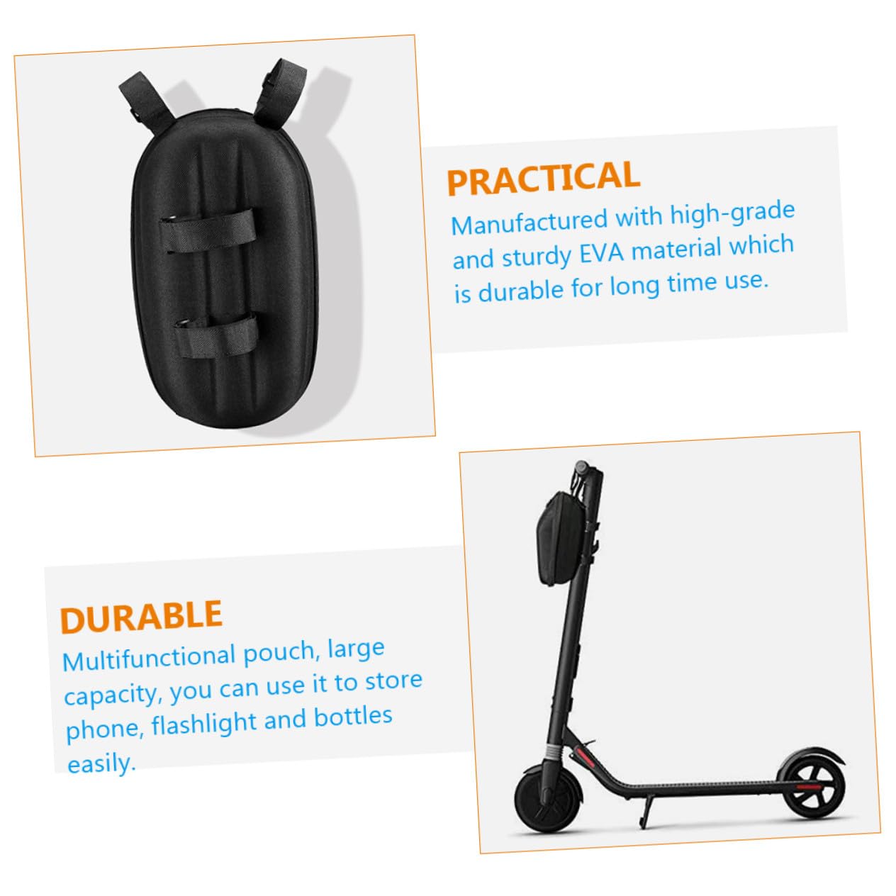 HANABASS Borsa Manubrio Bici in PU con Design Grande Capacità per Smartphone Portafoglio e Attrezzi Adatta Scooter Bici da Corsa Elettriche e Pieghevoli