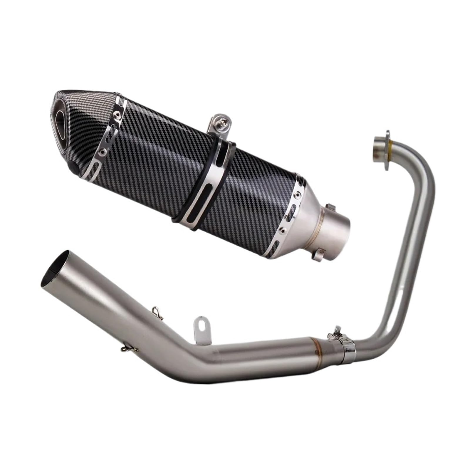 Motorrad-Auspuff Universal Slip on Für Zontes ZT125 ZT 125 U1 G1 Z1 Z2 2021-2025 Volle System Verteiler Verbinden Hexagonal Schalldämpfer Mit DB Killer Motorrad-Auspuff Slip On(B Fake Carbon)