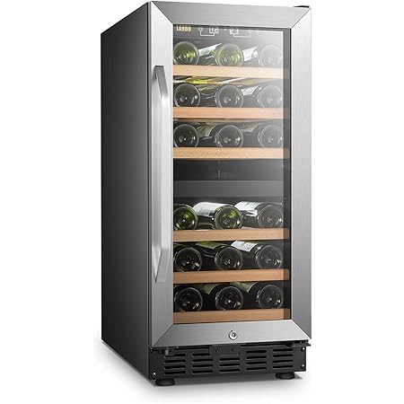 Lanbo 15 Inch Wide Dual Zone Compressor Wine Refrigerator, 28 Bottle