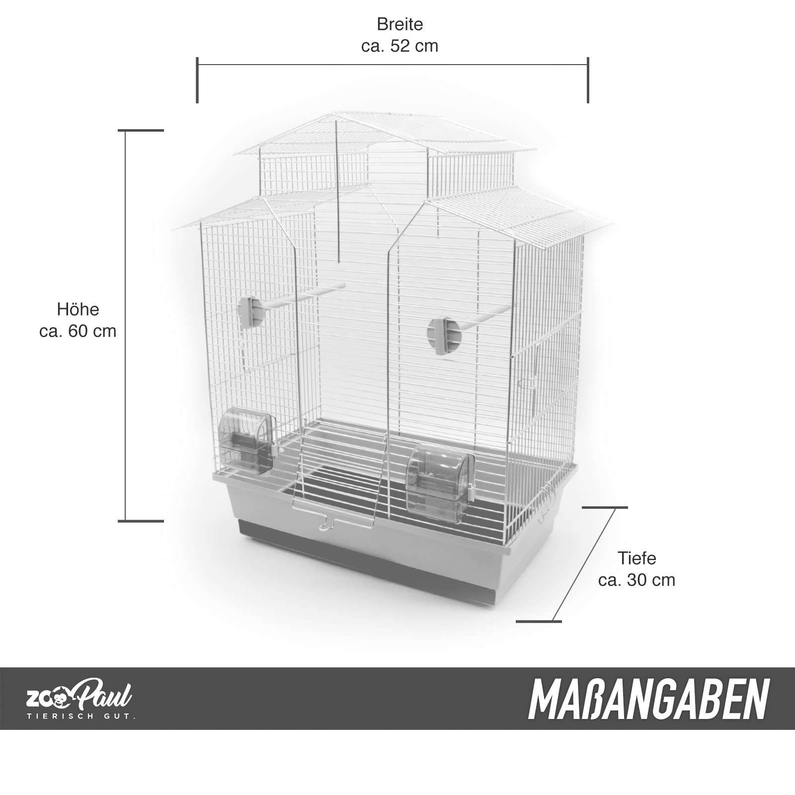 Zoopaul Vogelkäfig IZA 2 II grau 52x30x60 cm Wellensittiche Kanarien Käfig NEU