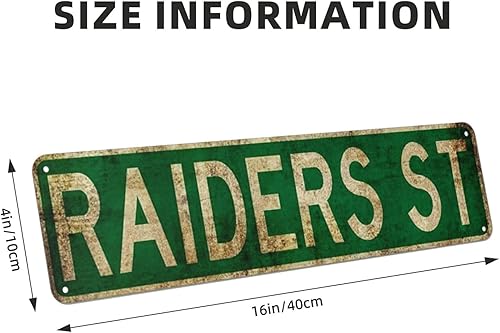 Miniatura 2 de Señal de carretera Raiders St Retro - Letrero de metal de 4 x 16 pulgadas, decoración de pared de aluminio para cueva de hombre, tablero de