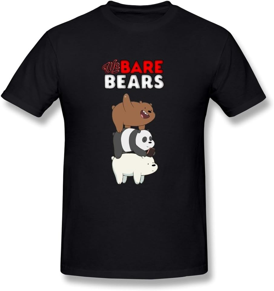 Cartoon We Bare Bears Men's T Shirts,Black