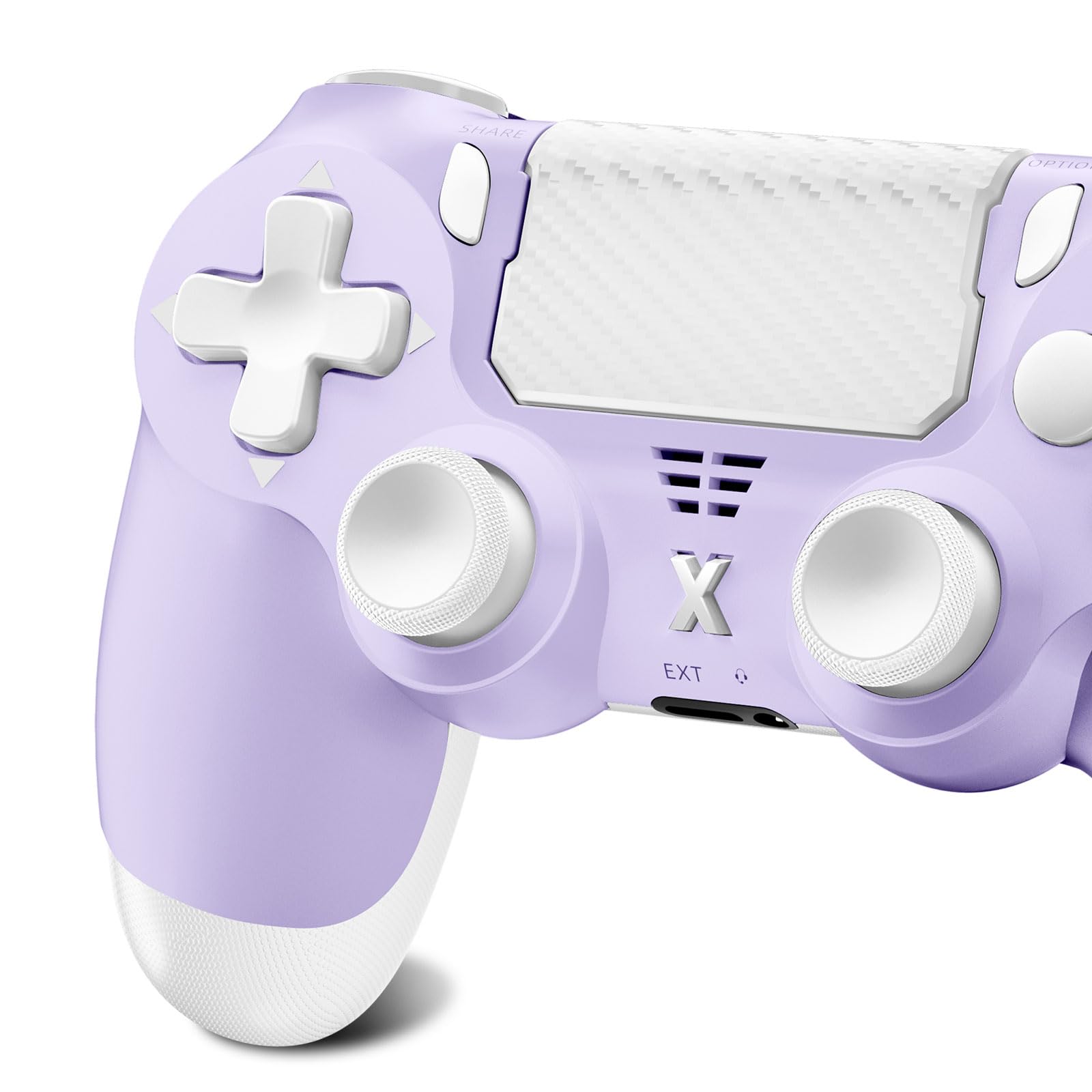 Suoxiom Wireless Controller for P4, Game Controller for P4/Slim/Pro/PC, Bluetooth Gamepad Joystick with Vibration Touch Panel, Upgraded Six-Axis Sensor, 3.5mm Audio Jack (Light Purple) - 1
