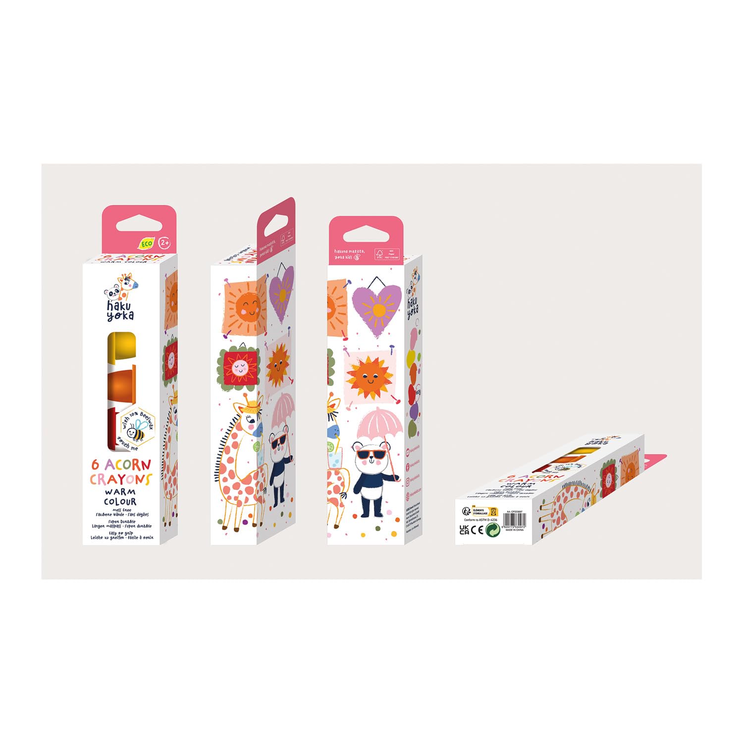 Haku Yoka Spiral Crayons, 24 Colours, Mess Free, Super Durable And Easy To Grip Crayons For Ages 2 Years+, Natural Beeswax & Organic Mineral Coloured Crayon