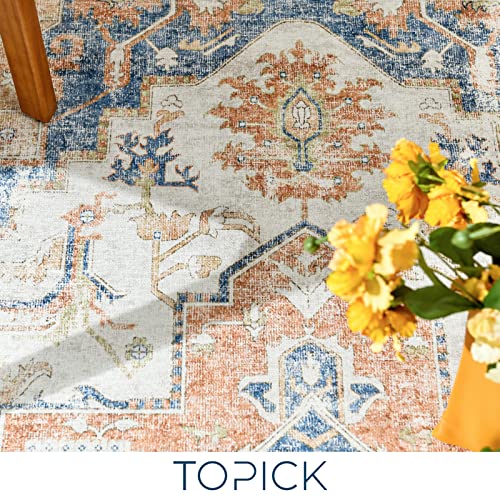 TOPICK Vintage Küchenteppich Läufer Flur Küchenläufer 90x150 Orange – Ansicht 3