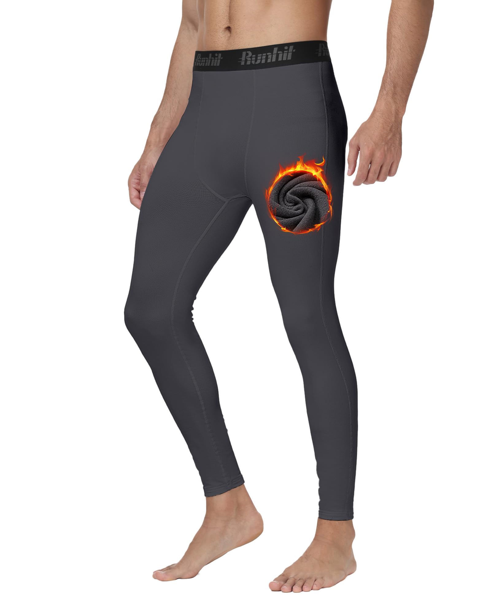 Runhit Thermounterhose Herren Lang, Thermo Lange Unterhosen Fleece Leggings Winter Thermounterwäsche Skiunterwäsche Männer Funktionsunterwäsche Thermohose Extra Warme Unterwäsche Hose