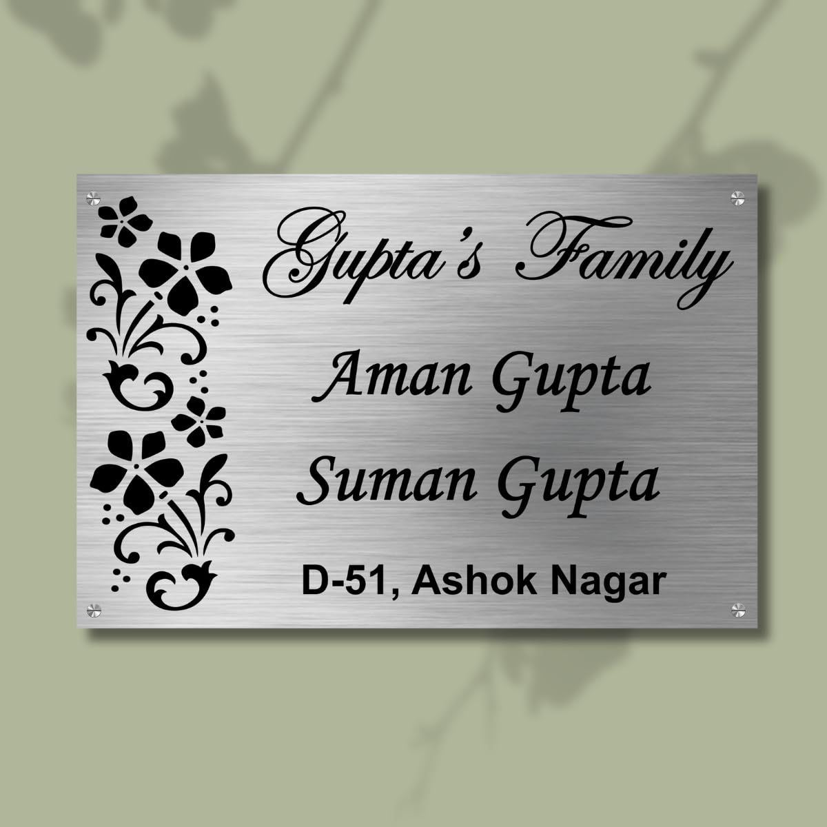Elight Fusion 12x8inches Floral Leaves Stainless Steel Nameplate For Name Plate For Home Entrance Outdoor Customized (B0CH51HP11) Amazon Price History, Amazon Price Tracker