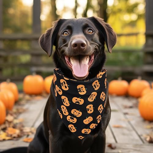 Miniatura 6 de Duuclume 2 unidades de bandana para perro, Halloween, Navidad, patrón de Halloween, lavable, triangular, reversible, accesorios para niños y niñas,