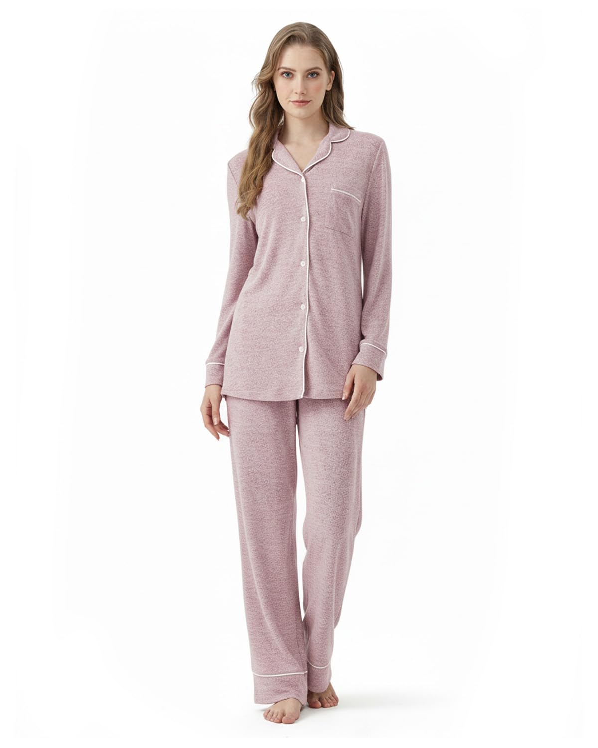 Zylioo Tall Damen Schlafanzug Zweiteiler Extra Lang Pyjama Set Langarm Hausanzug Loungewear Sleepwear