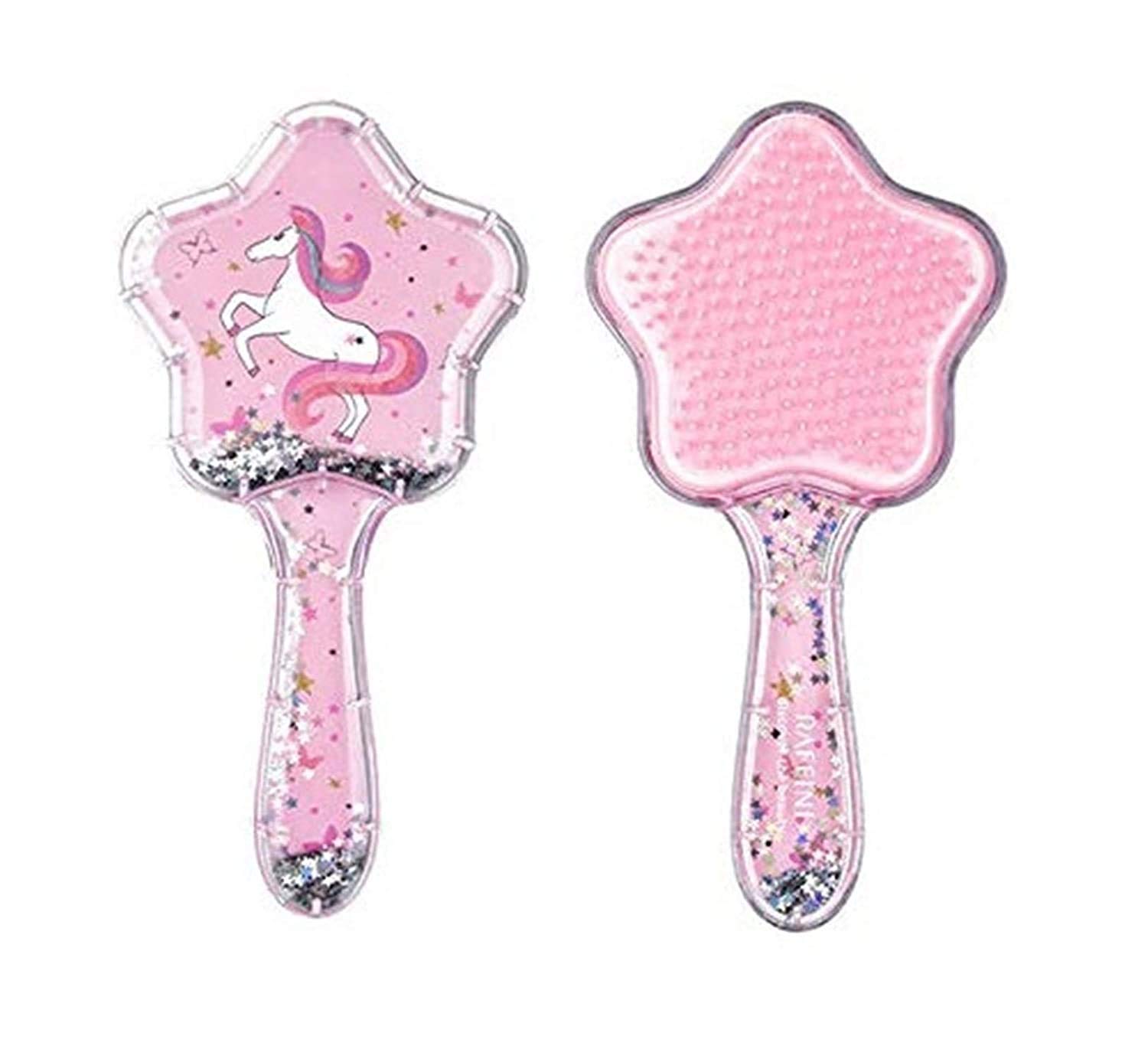 SMIZZY ; (RE)TOUCHING LIVESGlittery Star Brush Paddle Cushion Antistatic Hair Loss Massage Hairbrush 3D Unicorn Kids Hair Brush for Curly Wet Hair /Hair Comb (Random color, 1 pc))