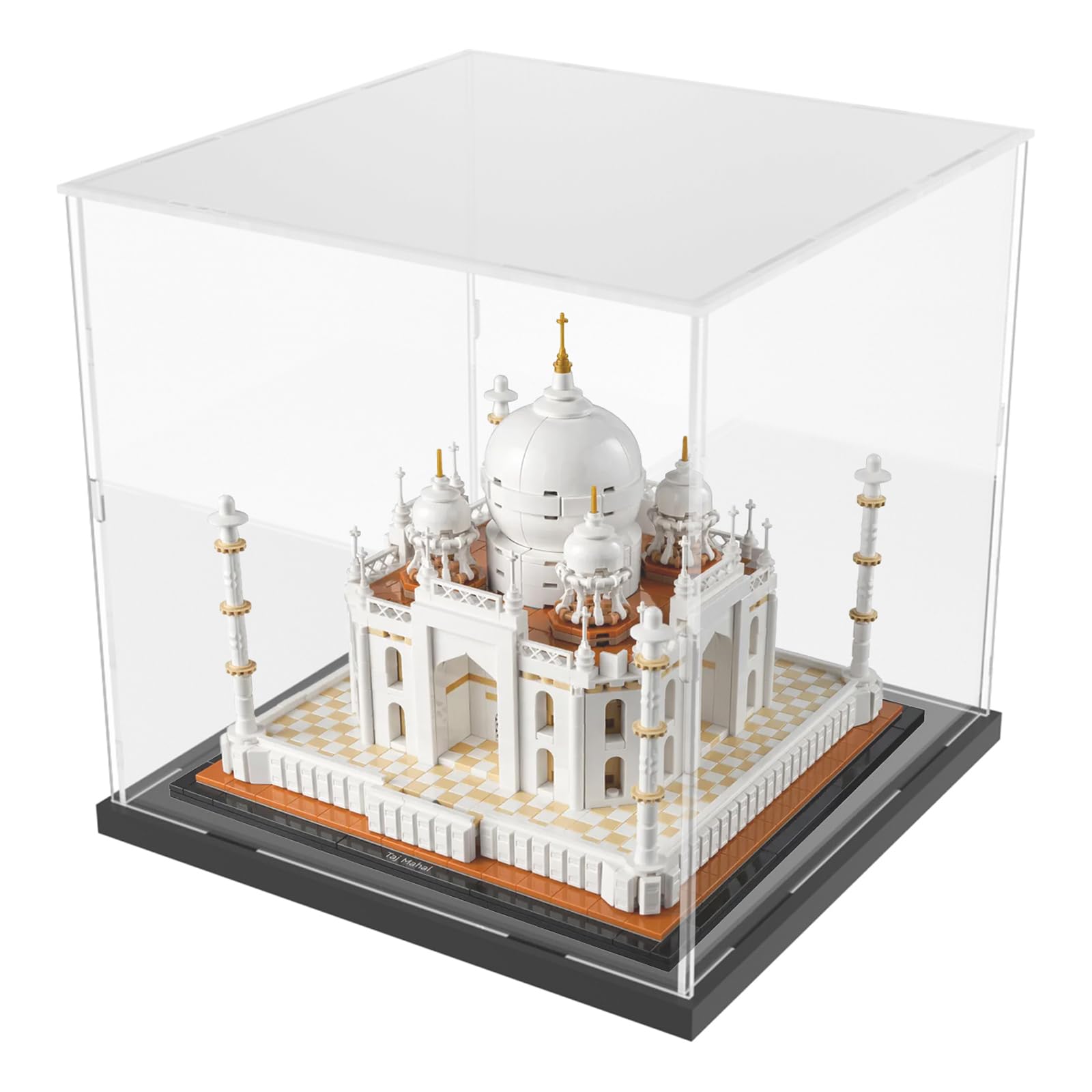Choowin Acrylic Display Case for Lego Soccer Ball 43019 Taj Mahal 21056 Winnie The Pooh 43300 for Lego Display Thickened Clear Acrylic Display Cases for Collectibles Assemble Dustproof Box(Black Base)