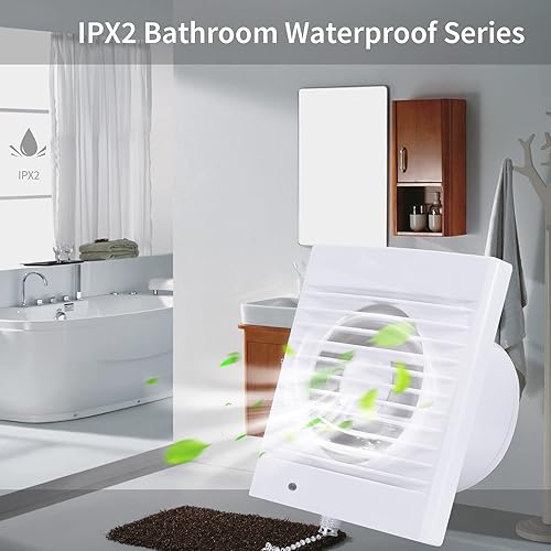 Miniatura 2 de HUGOOME Extractor de ventilación de 188 CFM, 18 W, 320 mh con interruptor de cadena de válvula de retención antirretorno, ventiladores de