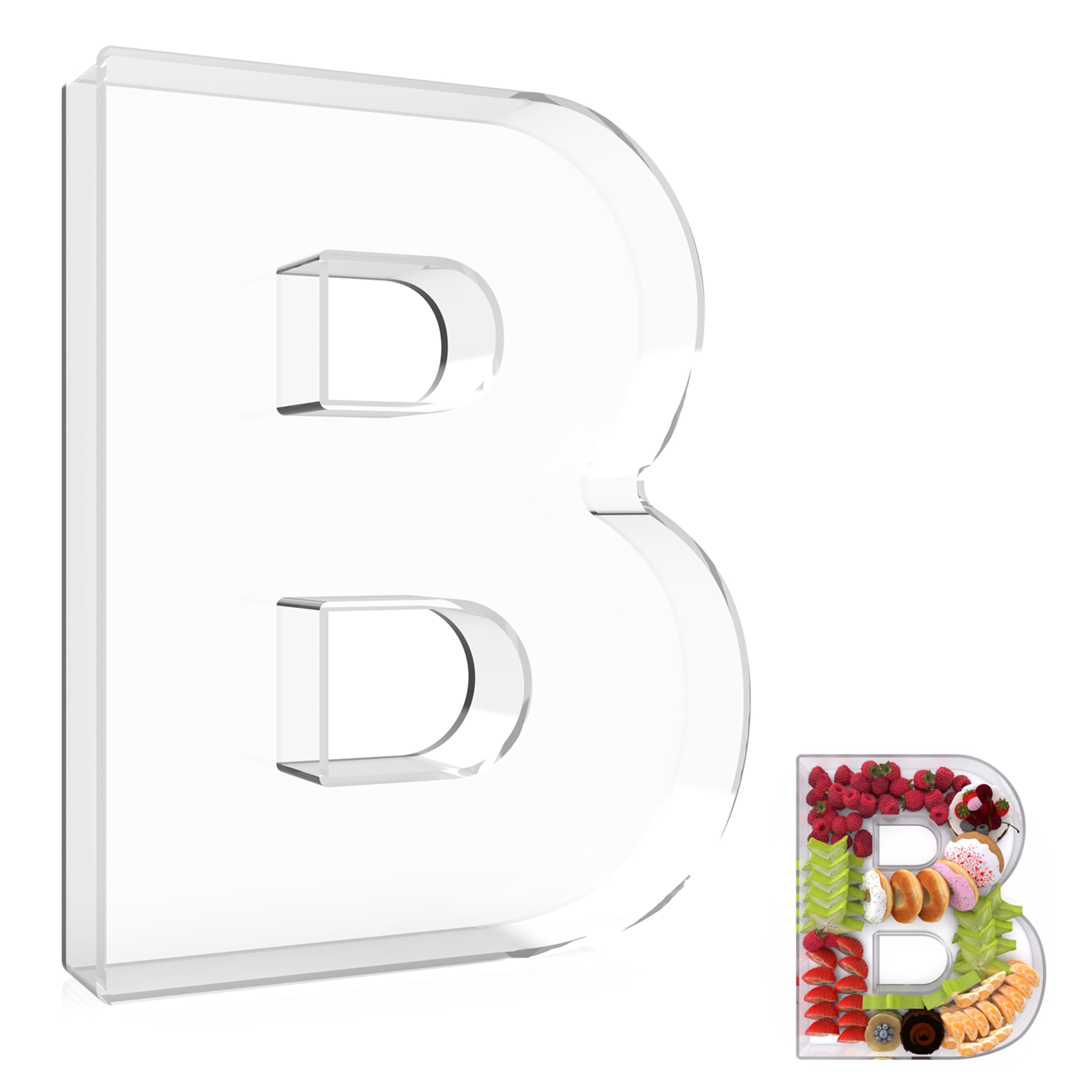 Photo 1 of 13.8" Extra Large Acrylic Letter Charcuterie Board Box, Reusable Fillable Letter Cake Candy Dish Display Serving Tray for Birthday Anniversary Party Decoration (B)