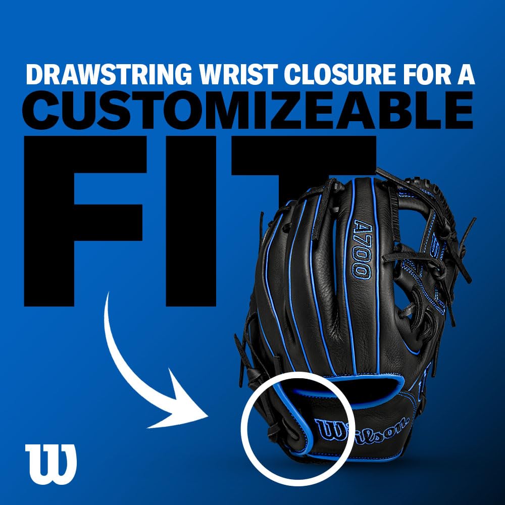 Wilson A700 Guanto da baseball campo esterno 12,5" (31,75 cm) nero argento arancio lancio mano destra