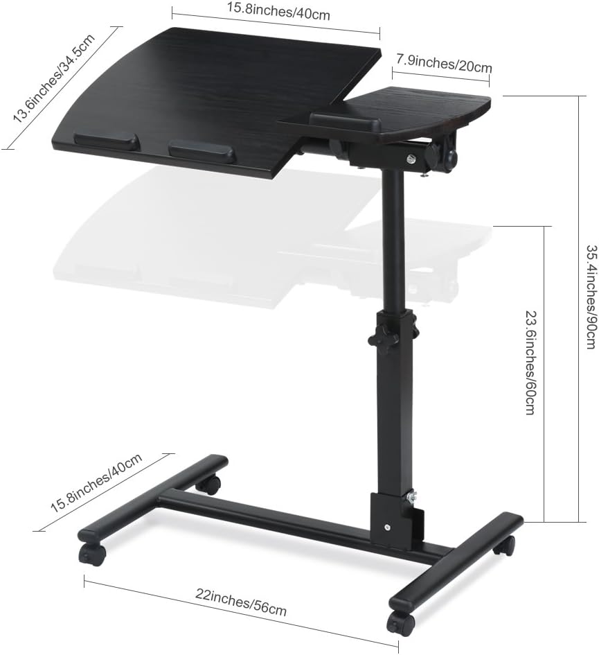 LANGRIA Laptop Rolling Cart Table Height Adjustable Mobile Laptop Stand Desk