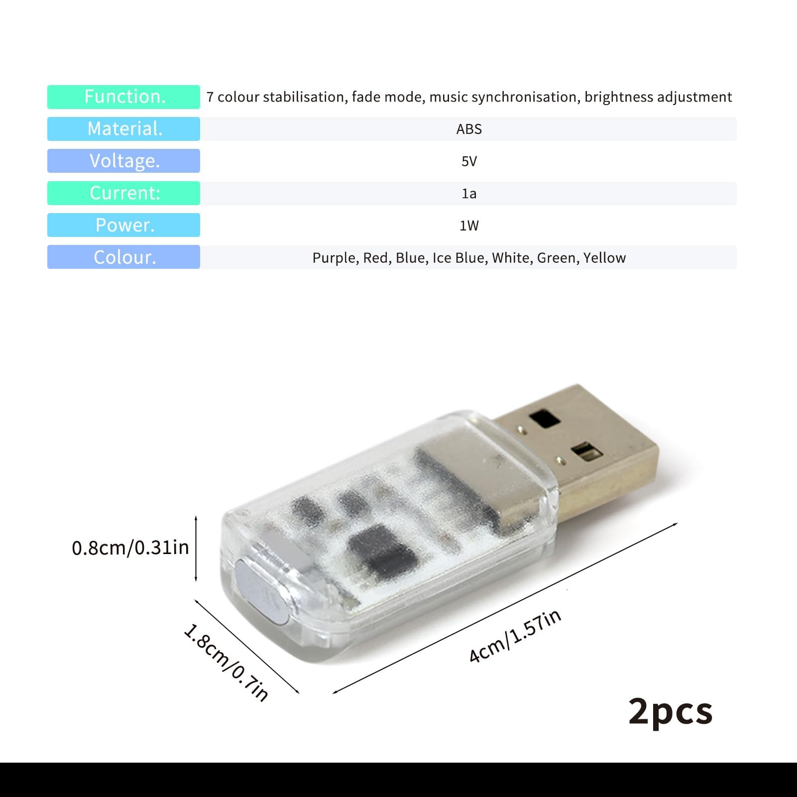 4 Luci LED Per Interni Auto, Illuminazione Interna - 11